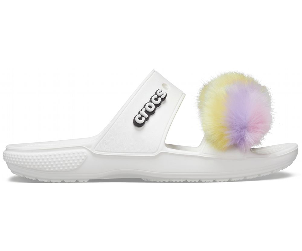 Crocs Classic Fur Sure Sandaler Dame Hvide | 014-RCGSFJ