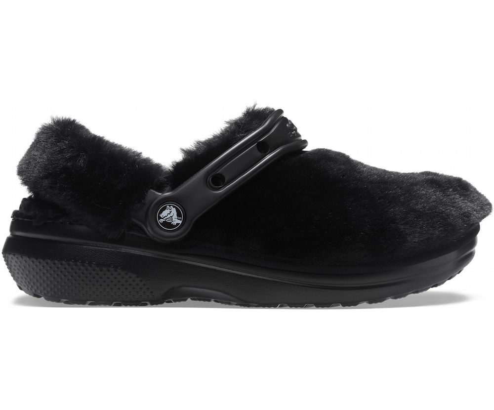 Crocs Classic Fur Sure Træsko Dame Sort | 497-MCWSXY