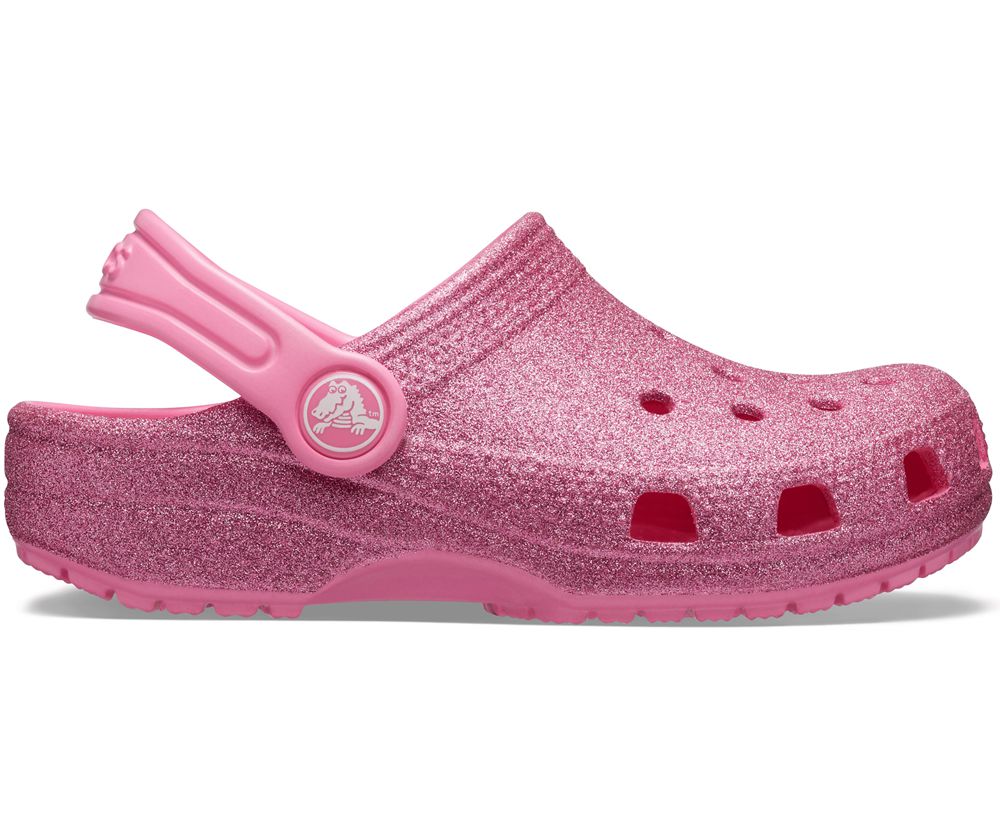 Crocs Classic Glitter Træsko Pige Lyserød | 865-DRZLAU