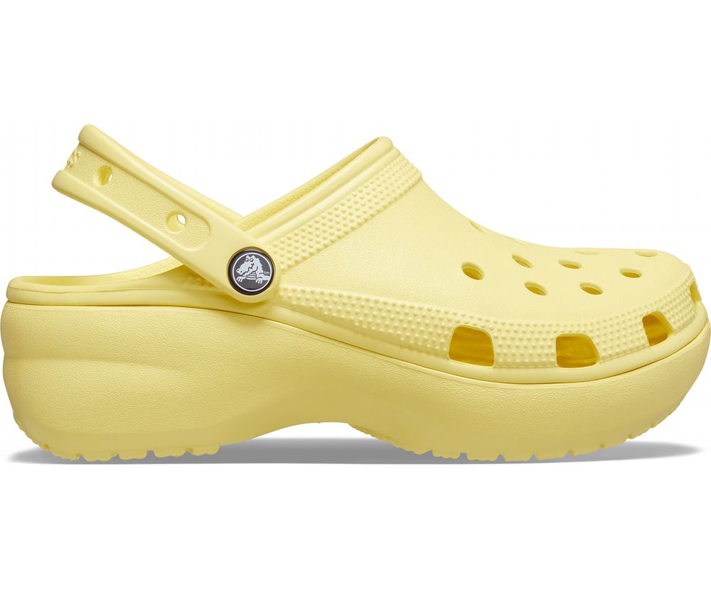 Crocs Classic Platform Træsko Dame Gul | 170-DYPVTJ