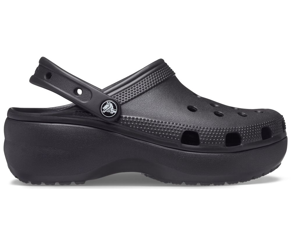 Crocs Classic Platform Træsko Dame Sort | 389-AMRILB