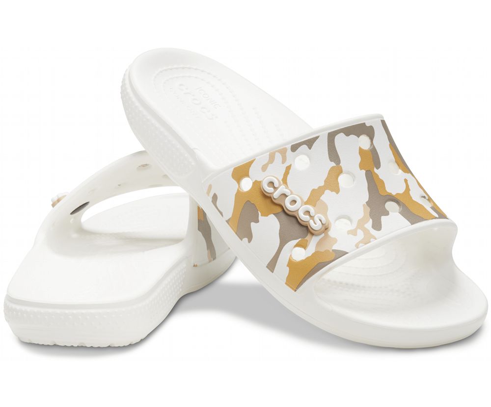 Crocs Classic Printed Camo Badesandaler Dame Hvide | 304-GLAUQO