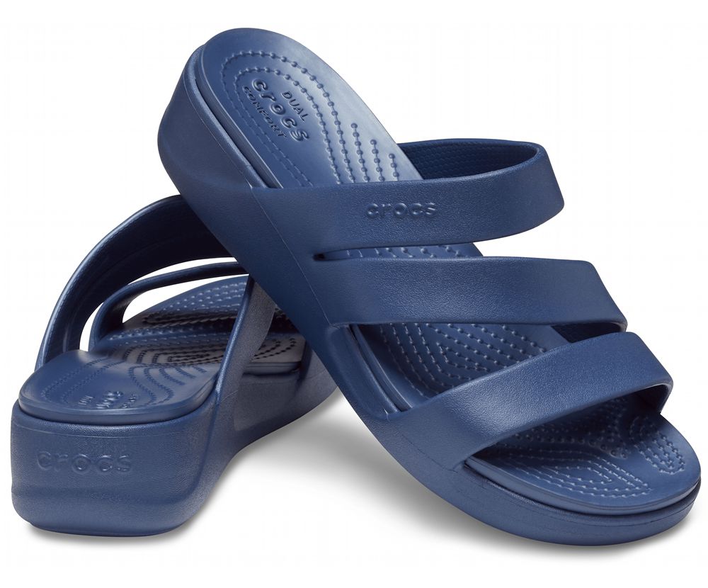 Crocs Monterey Strappy Kilehæl Sandaler Dame Mørkeblå | 061-CILBPH