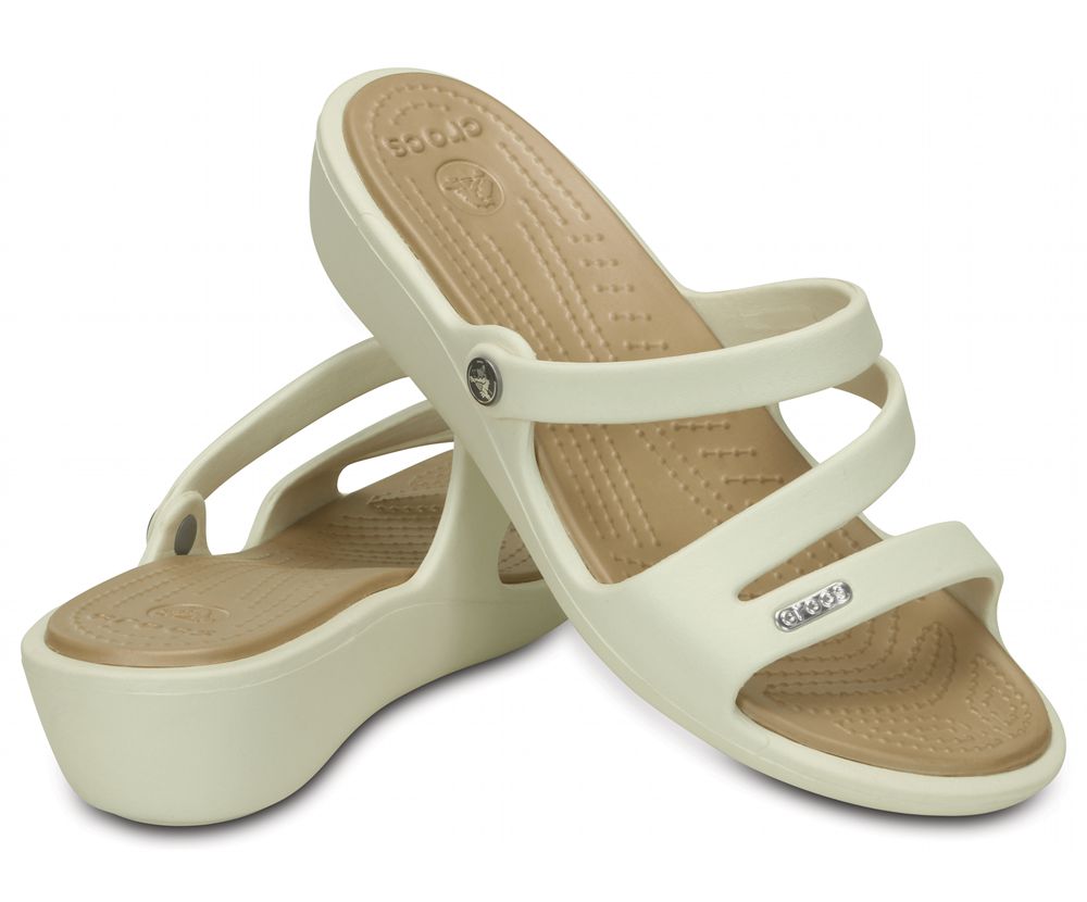 Crocs Patricia Kilehæl Sandaler Dame Beige | 207-HXAFMU