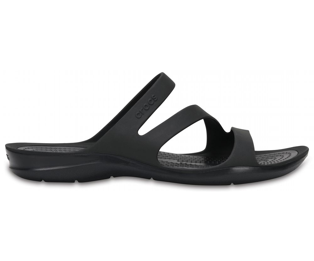 Crocs Swiftwater™ Sandaler Dame Sort | 127-JCKPUH