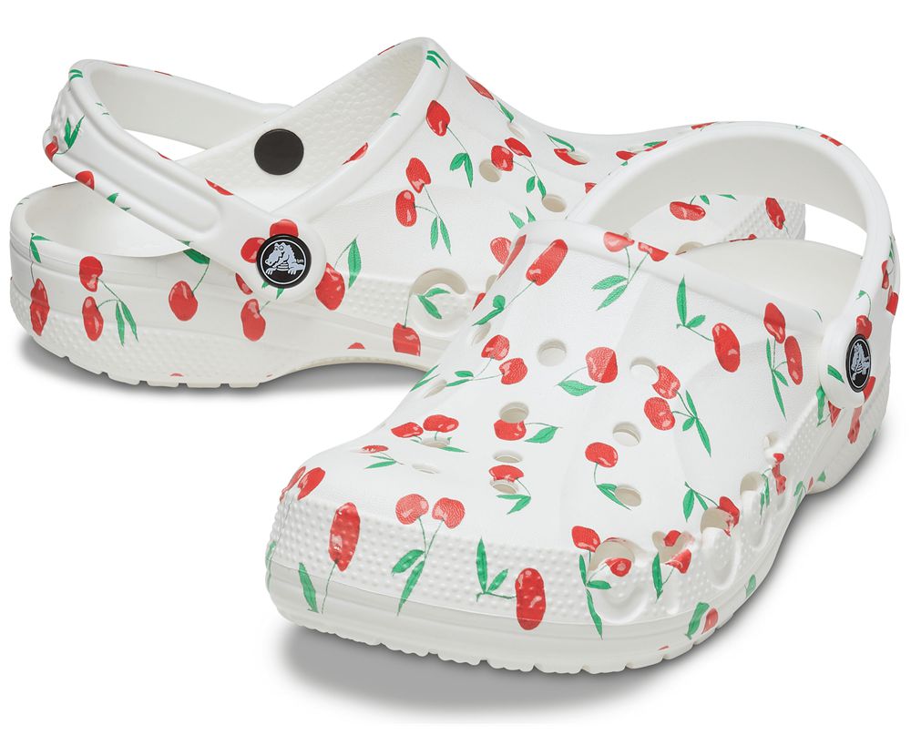 Crocs Baya Seasonal Printed Træsko Dame Hvide | 150-UYFKLJ