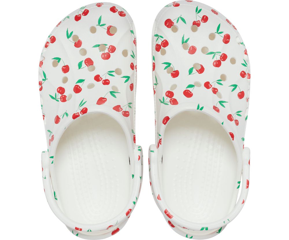 Crocs Baya Seasonal Printed Træsko Dame Hvide | 150-UYFKLJ