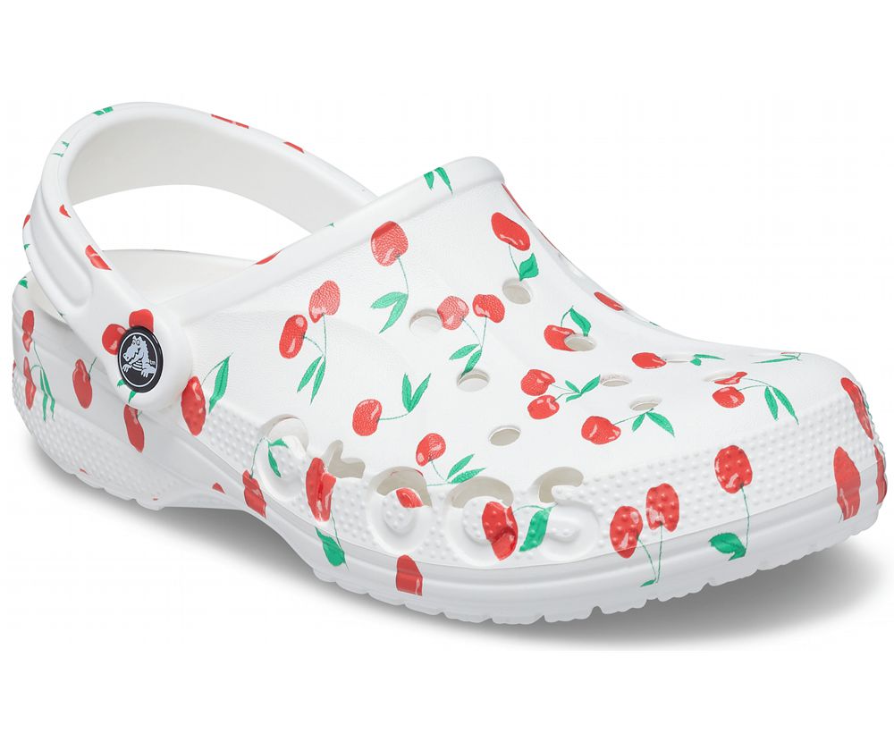 Crocs Baya Seasonal Printed Træsko Dame Hvide | 150-UYFKLJ