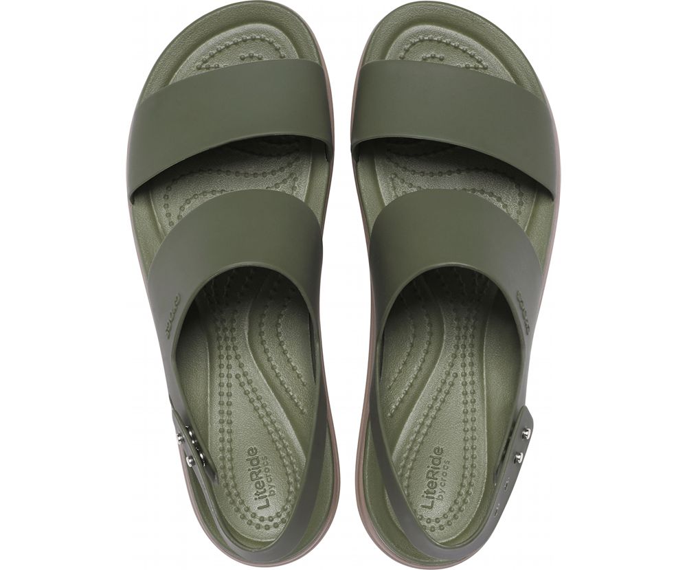 Crocs Brooklyn Low Kilehæl Sandaler Dame Olivengrøn | 761-PMGIRF