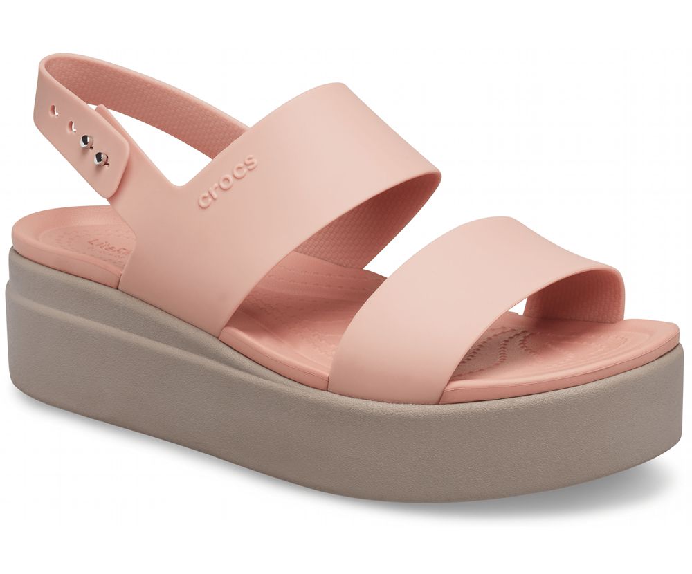 Crocs Brooklyn Low Wedge Sandaler Dame Lyserød | 961-LOBVXN