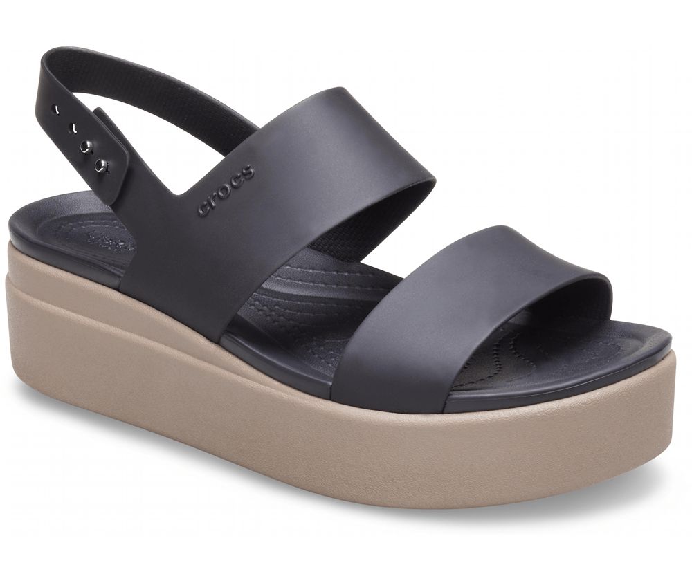 Crocs Brooklyn Low Wedge Sandaler Dame Sort | 681-QVHNLM