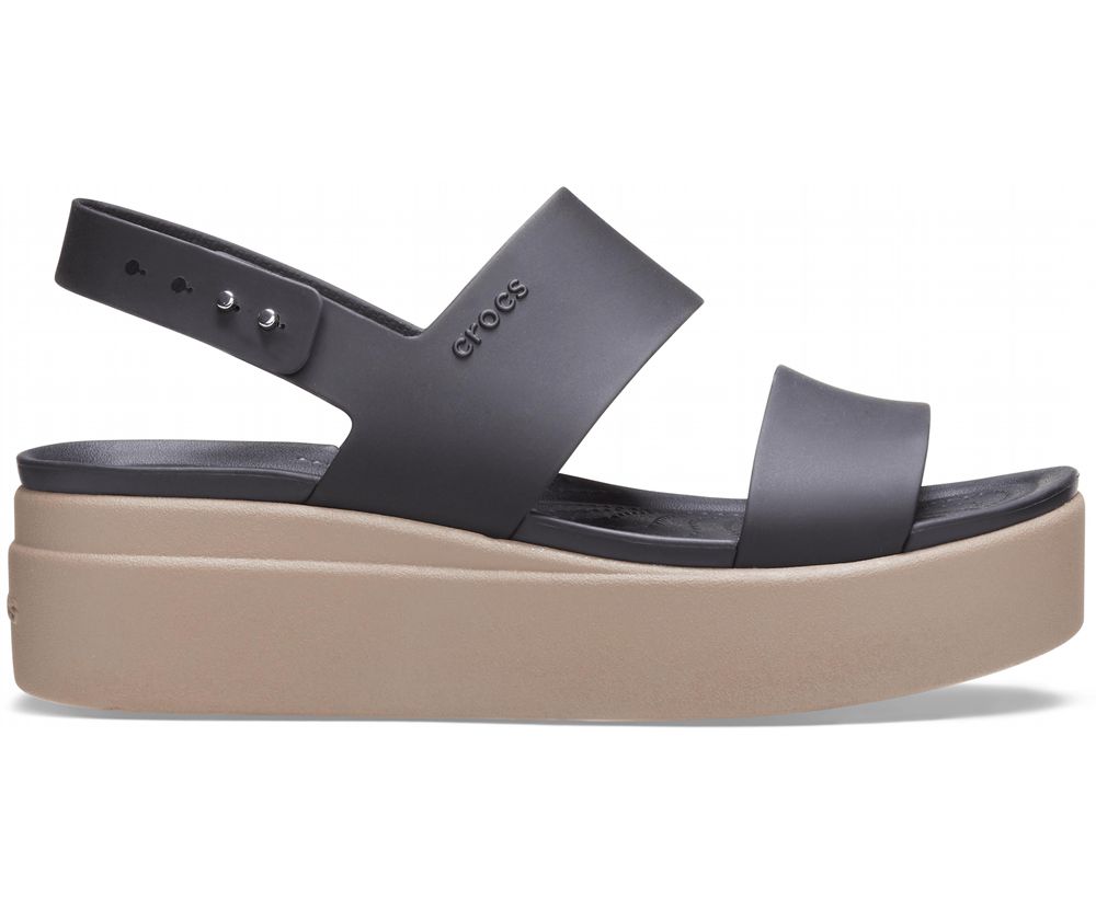 Crocs Brooklyn Low Wedge Sandaler Dame Sort | 681-QVHNLM