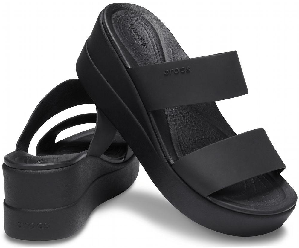 Crocs Brooklyn Mid Wedge Sandaler Dame Sort | 584-FKSUVY