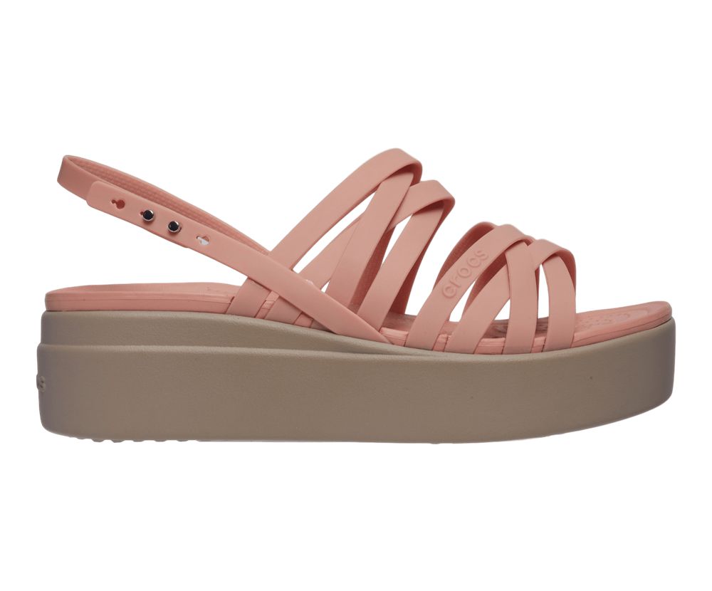 Crocs Brooklyn Strappy Low Kilehæl Sandaler Dame Lyserød | 056-JXWBTN