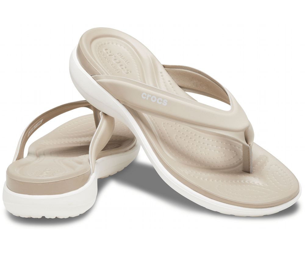 Crocs Capri V Sports Flip Sandaler Dame Beige | 925-FMYZDA