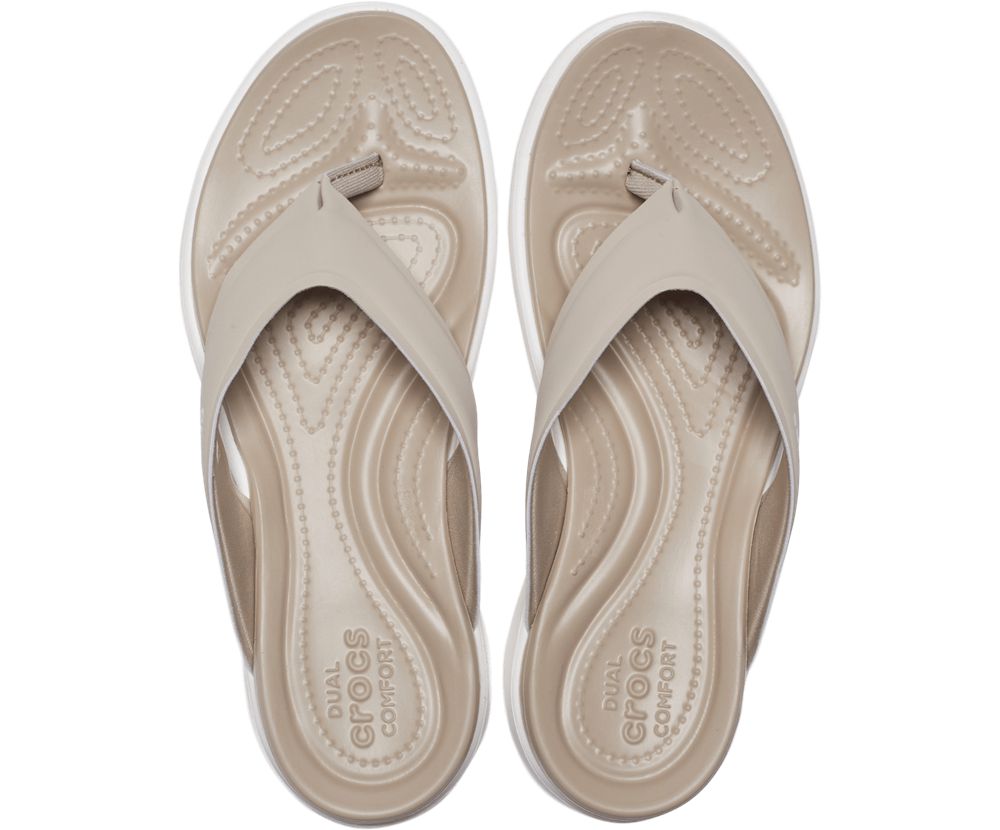 Crocs Capri V Sports Klipklapper Dame Beige | 642-ZKFBCD