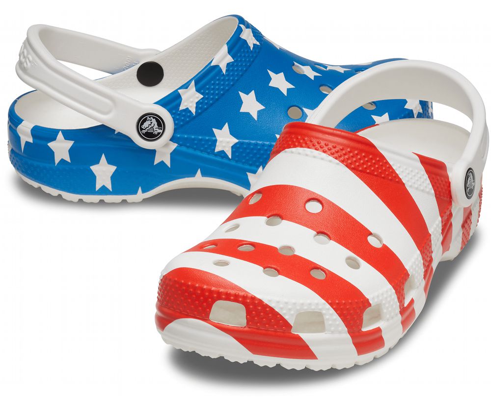 Crocs Classic American Flag Træsko Herre Blå Rød | 526-KFLBQR