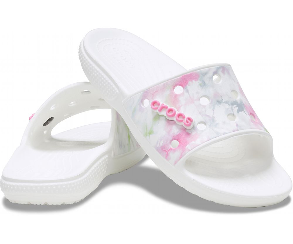 Crocs Classic Bleach Dye Badesandaler Herre Hvide | 974-EQLCMY