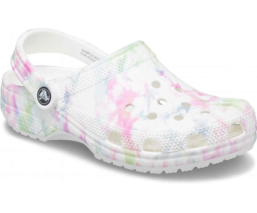 Crocs Classic Bleach Dye Træsko Dame Hvide | 078-HLBAZK