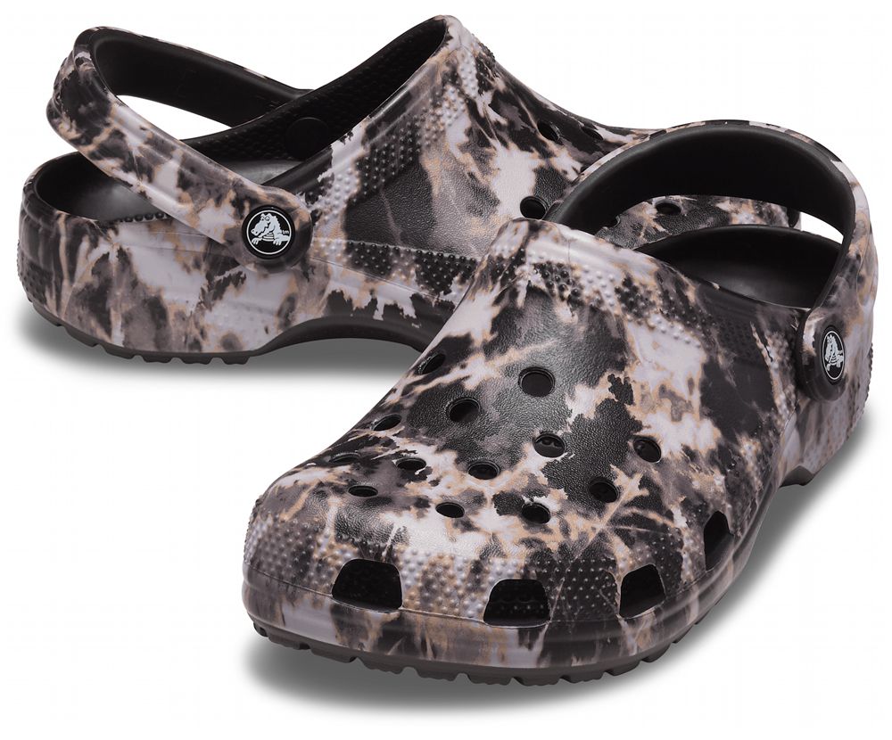 Crocs Classic Bleach Dye Træsko Dame Sort | 096-SVPNYC