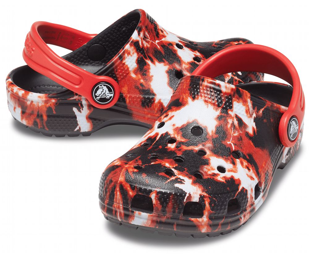 Crocs Classic Bleach Dye Træsko Drenge Rød Sort | 298-NSRHPM