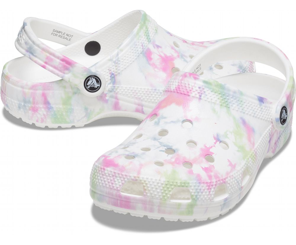 Crocs Classic Bleach Dye Træsko Herre Hvide | 895-JYQCDO