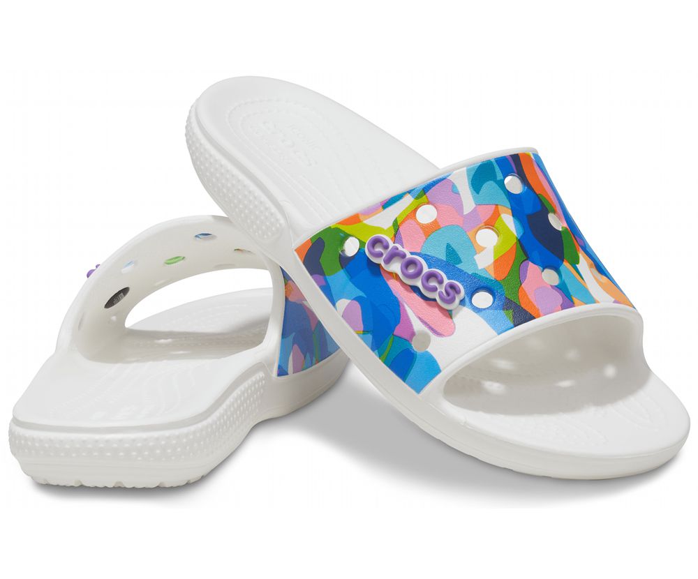 Crocs Classic Bubble Block Badesandaler Herre Hvide | 804-YOEHIV