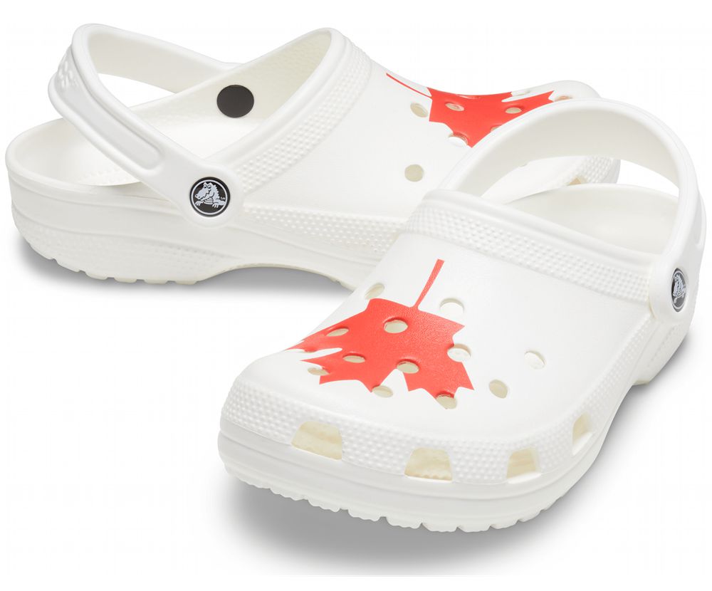 Crocs Classic Canadian Flag Træsko Dame Hvide | 730-RPYXSE