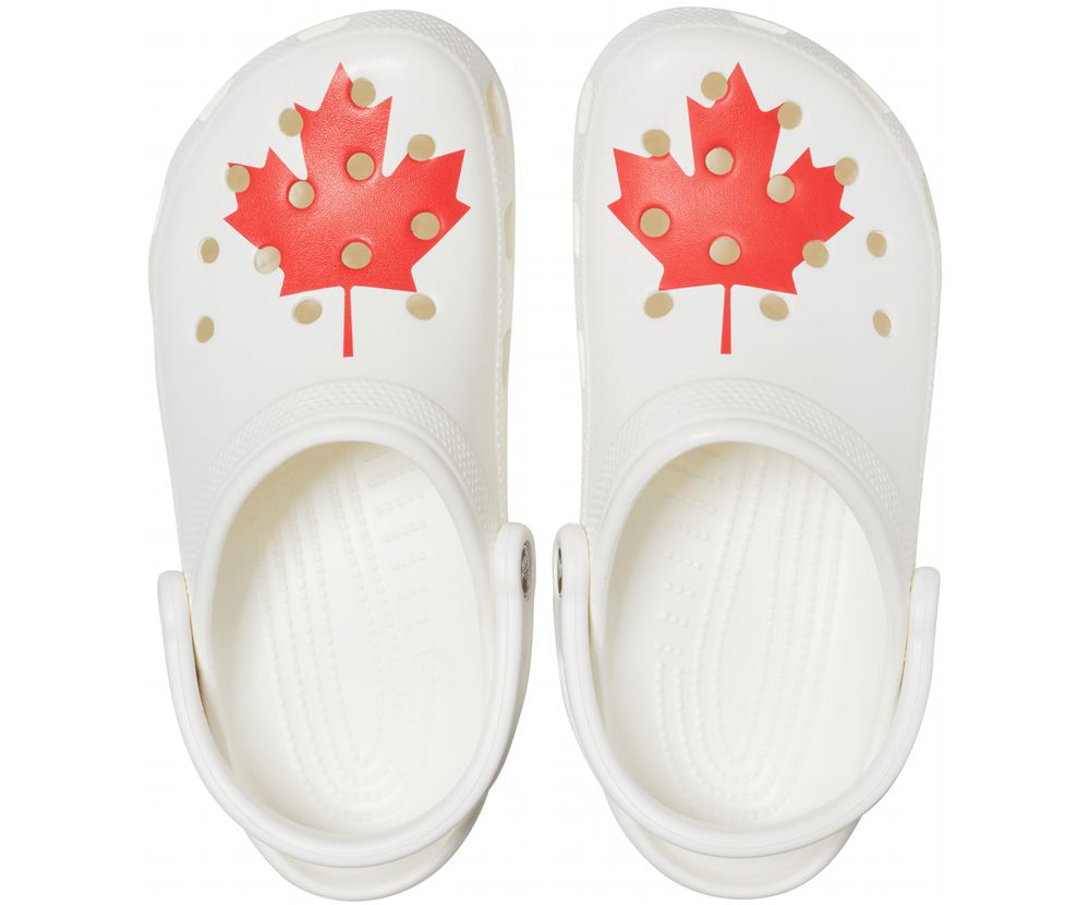 Crocs Classic Canadian Flag Træsko Dame Hvide | 730-RPYXSE