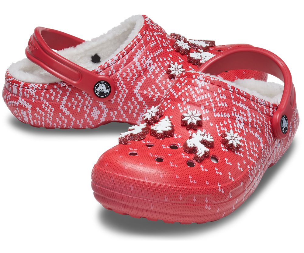 Crocs Classic Forede Holiday Charm Træsko Dame Rød | 301-IFXEBO