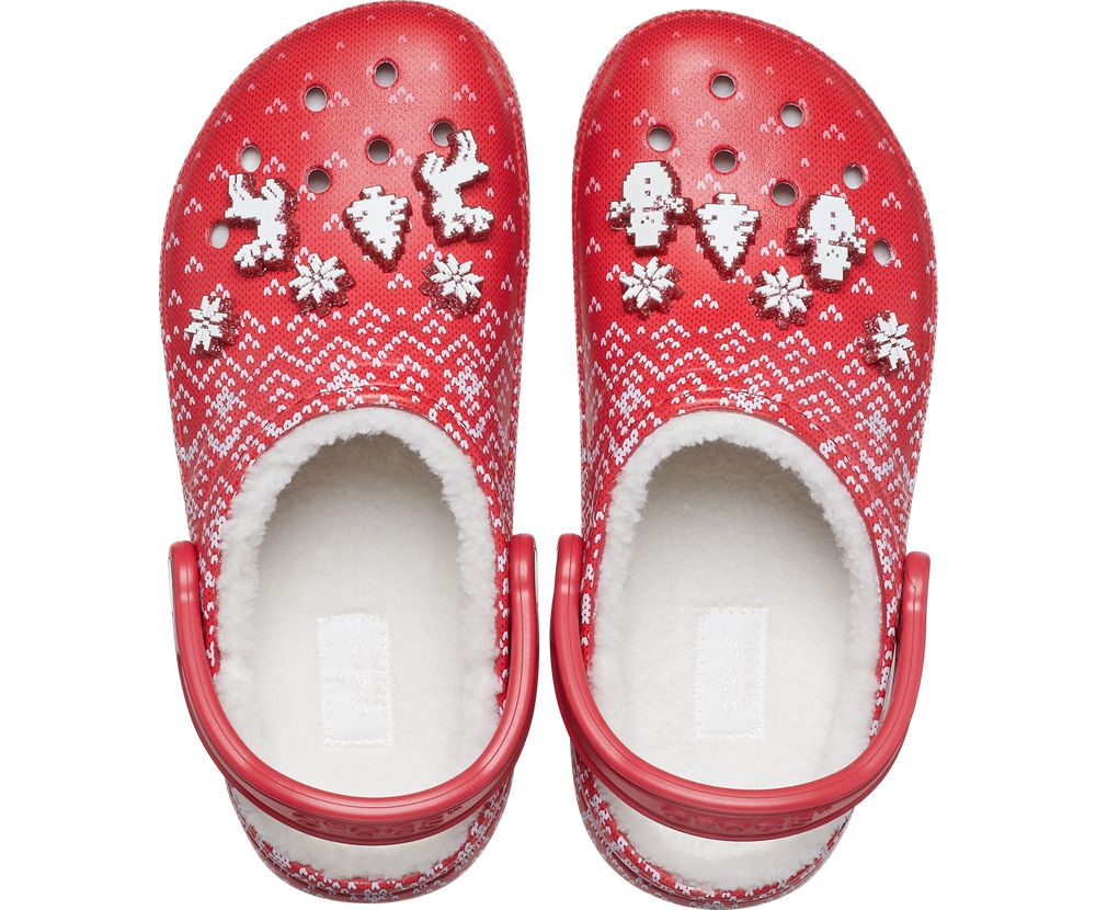 Crocs Classic Forede Holiday Charm Træsko Dame Rød | 301-IFXEBO