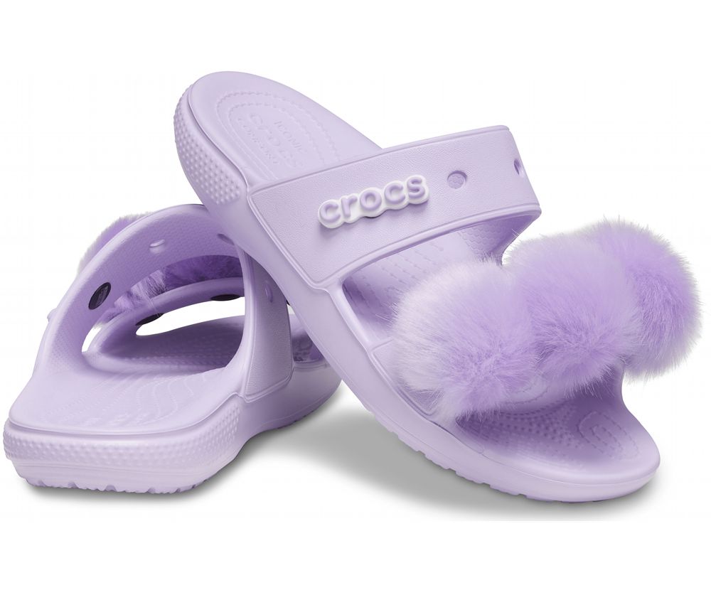 Crocs Classic Fur Sure Sandaler Dame Lilla | 520-DRZTCQ