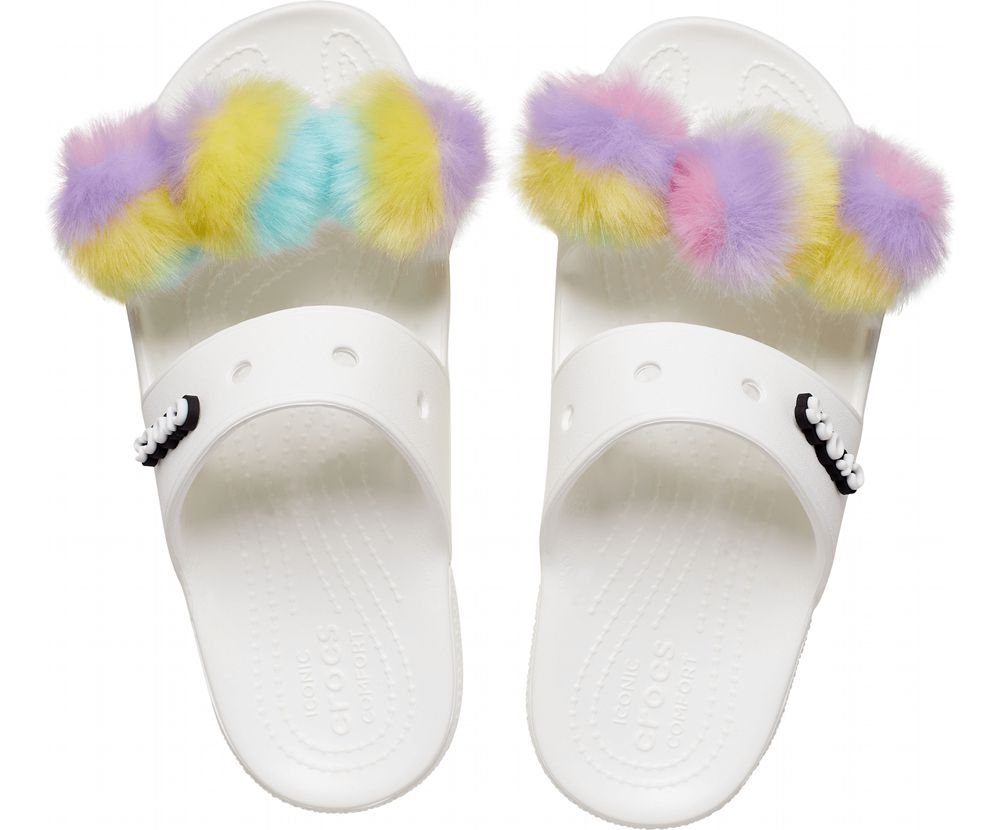 Crocs Classic Fur Sure Sandaler Herre Hvide | 352-UMPQIW