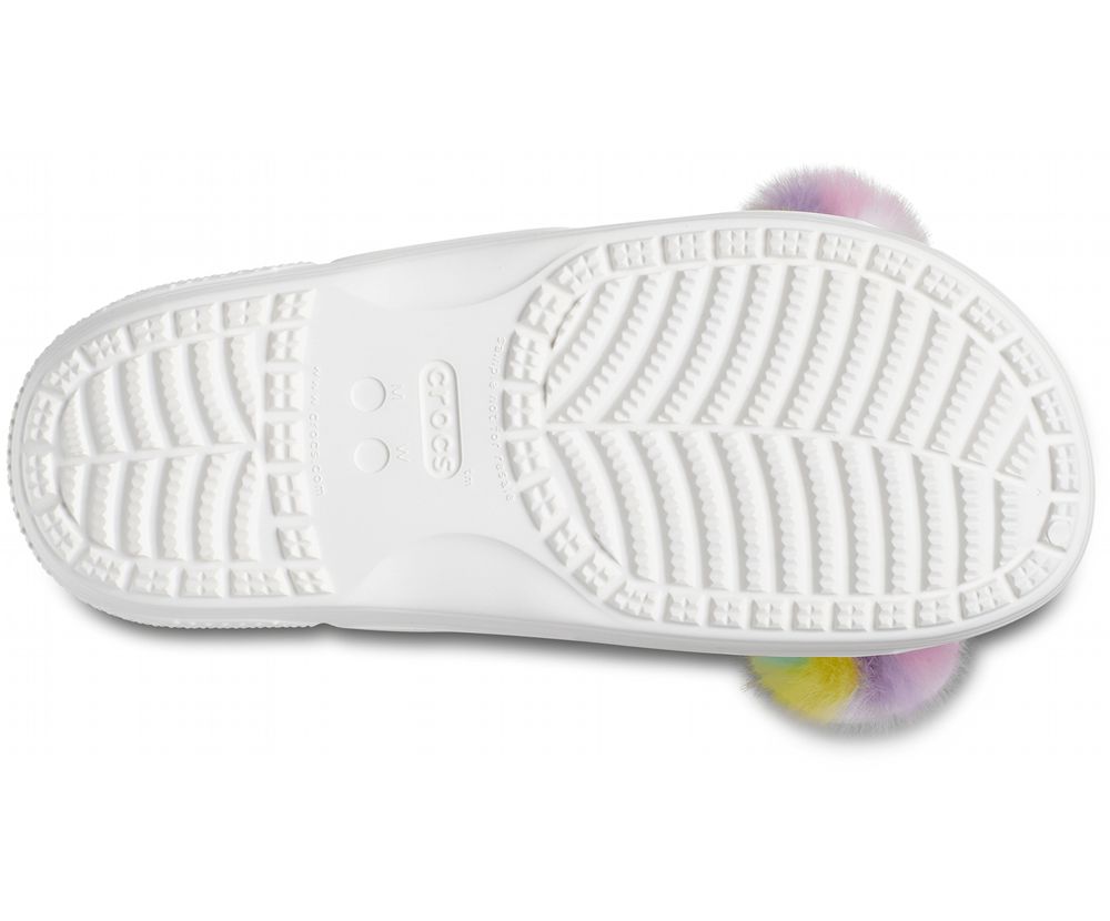 Crocs Classic Fur Sure Sandaler Herre Hvide | 352-UMPQIW