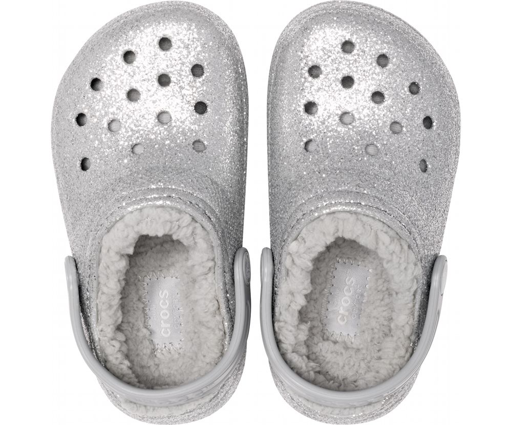 Crocs Classic Glitter Forede Træsko Pige Sølv | 417-CFHQUJ