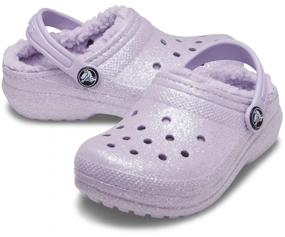 Crocs Classic Glitter Forede Træsko Pige Lilla | 547-QVLSKZ