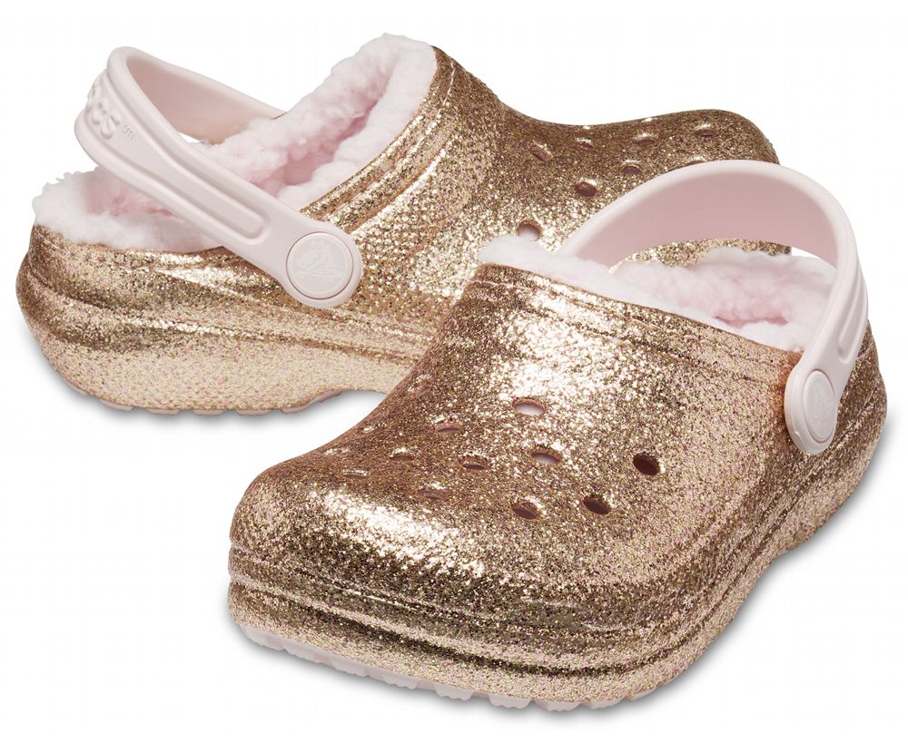 Crocs Classic Glitter Forede Træsko Pige Guld | 649-LOFAEV