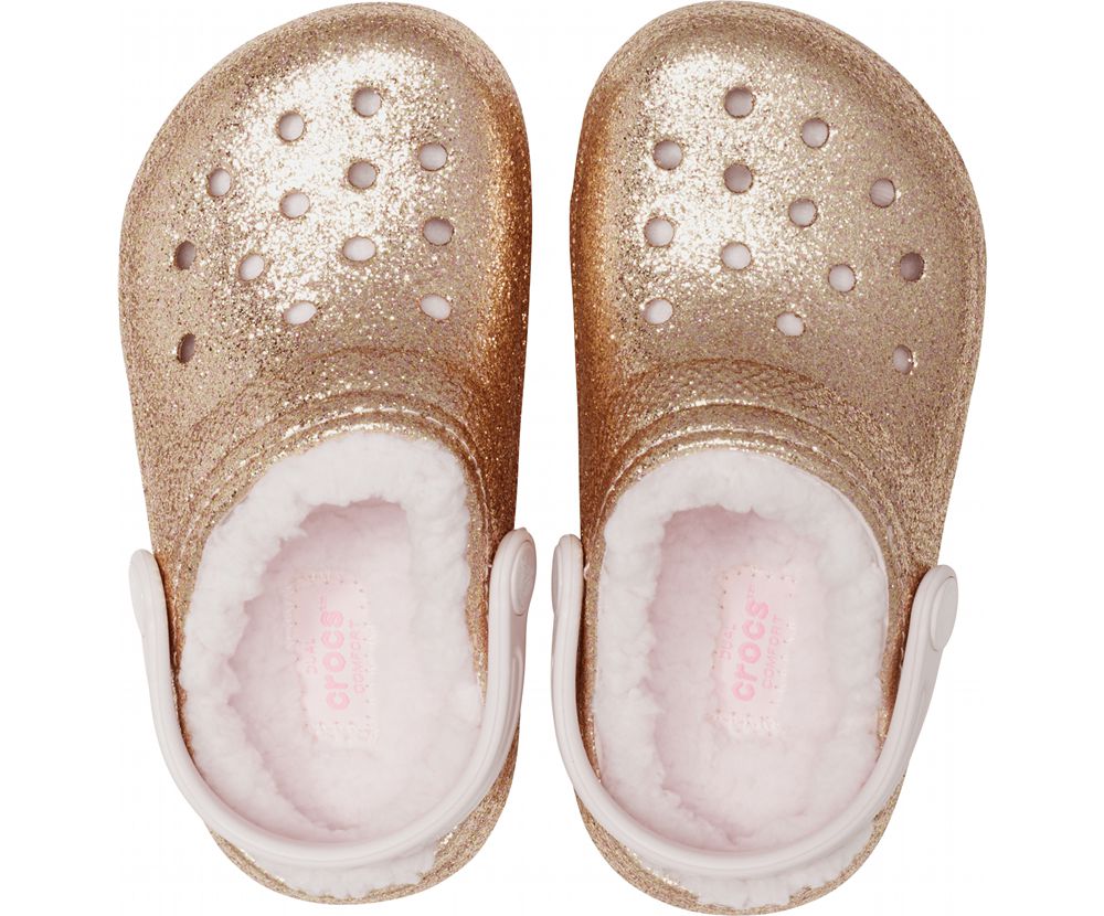 Crocs Classic Glitter Forede Træsko Pige Guld | 649-LOFAEV