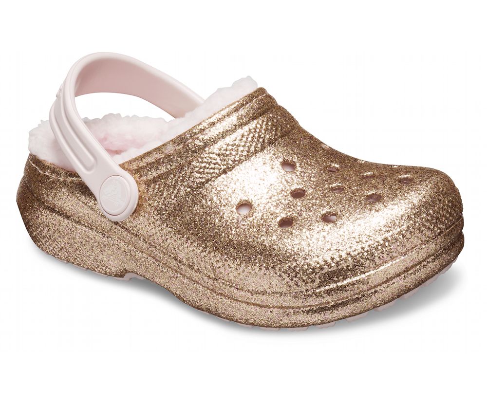 Crocs Classic Glitter Forede Træsko Pige Guld | 649-LOFAEV