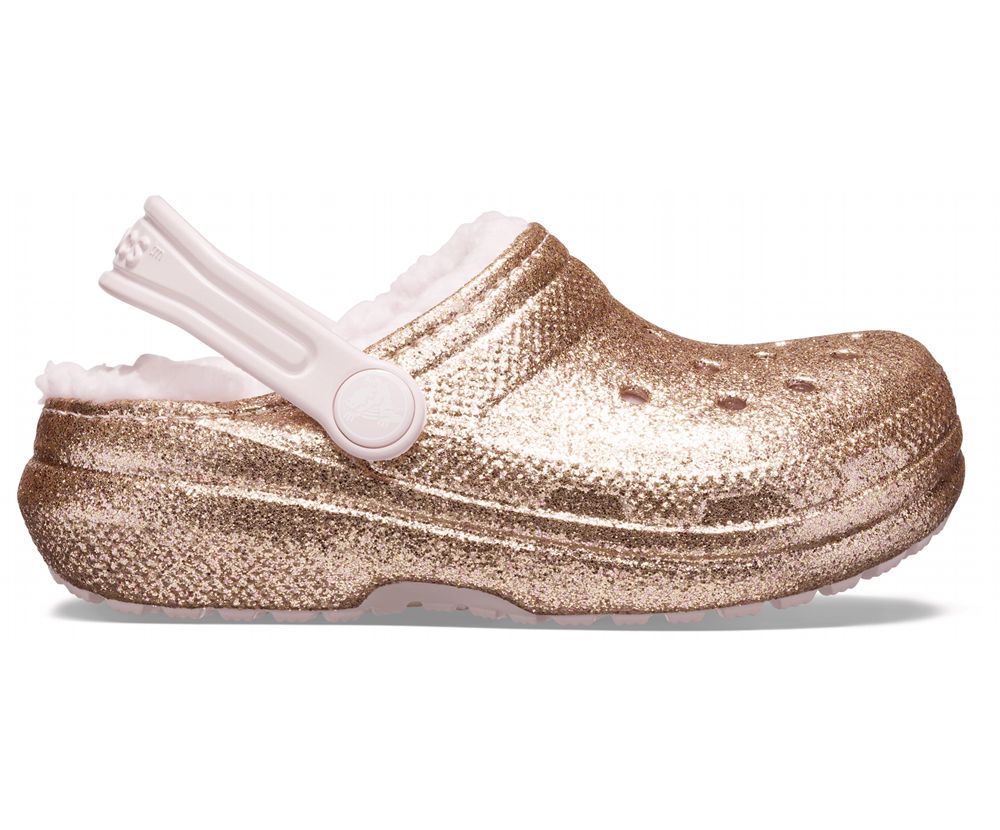 Crocs Classic Glitter Forede Træsko Pige Guld | 649-LOFAEV