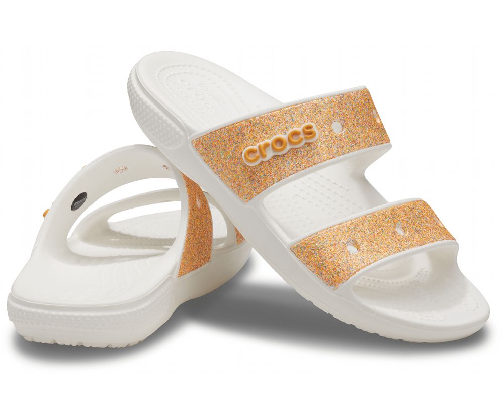 Crocs Classic Glitter Sandaler Dame Guld | 295-MRSDAI