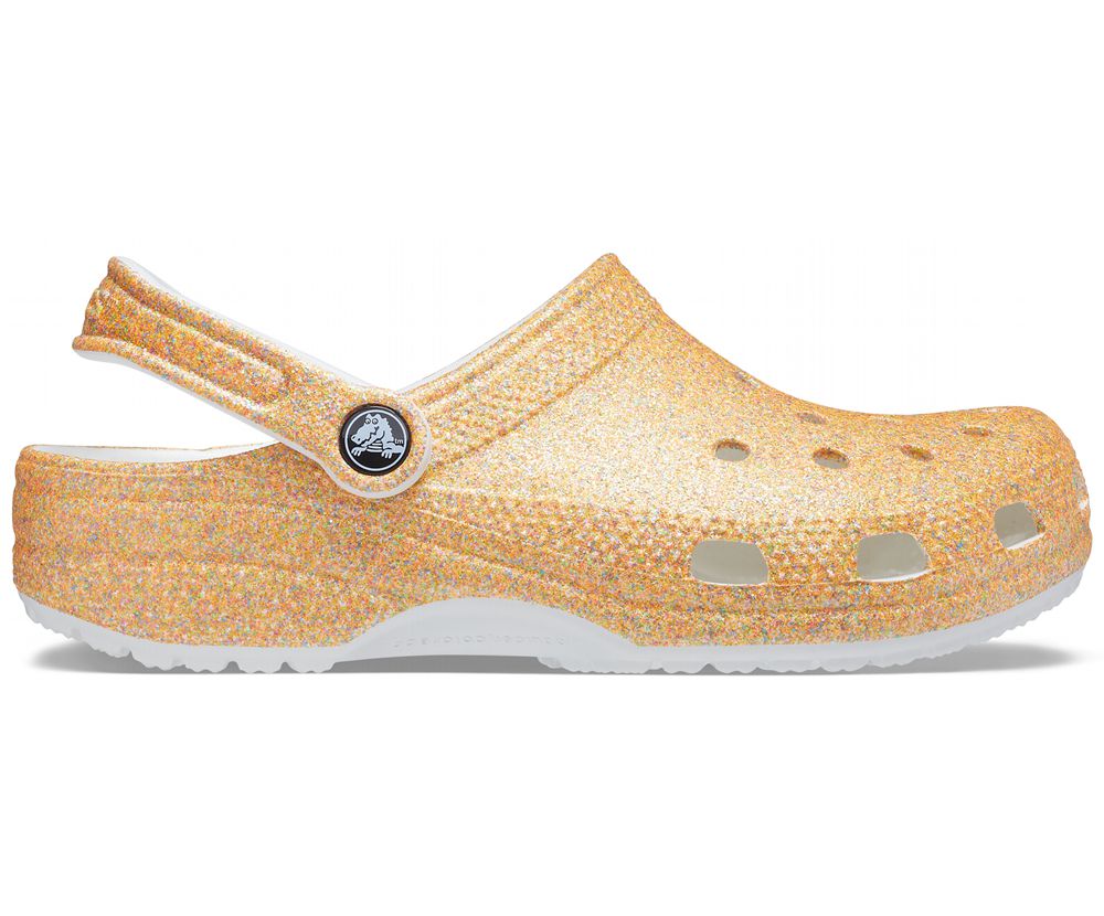 Crocs Classic Glitter Træsko Dame Guld | 493-ICGZFN