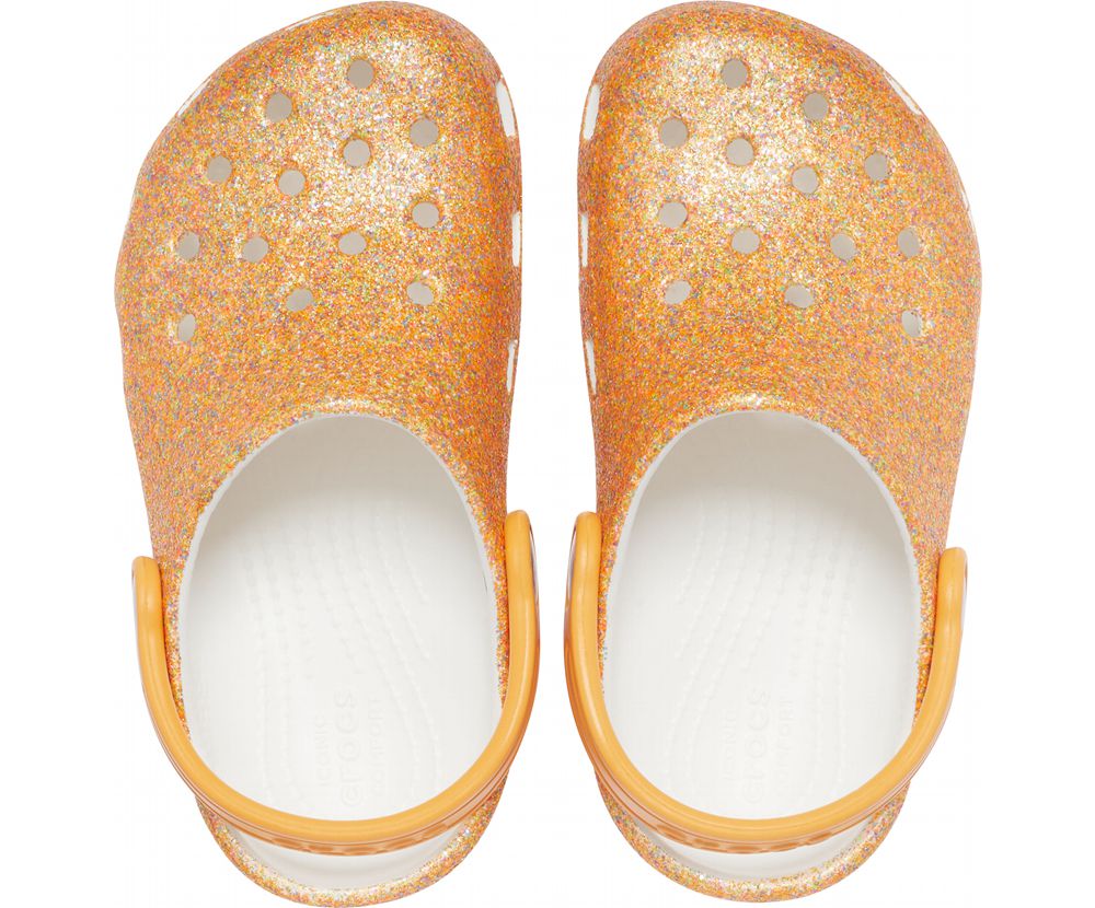 Crocs Classic Glitter Træsko Pige Guld | 712-SQTFBA