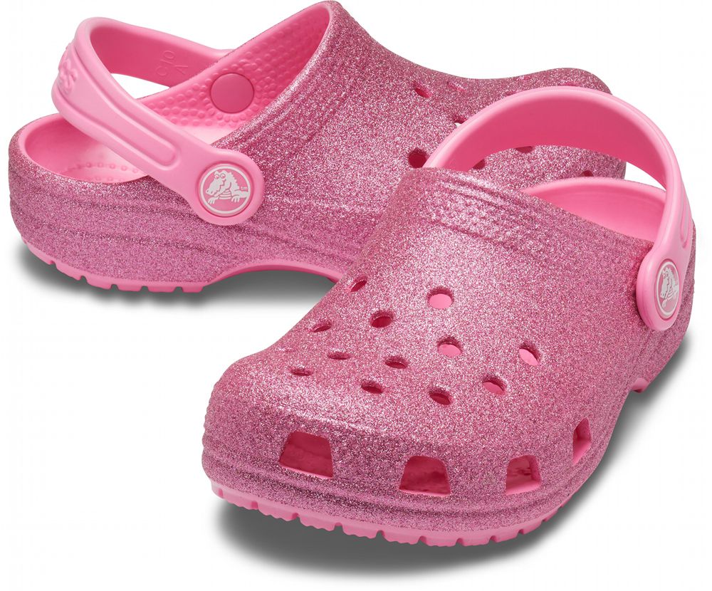 Crocs Classic Glitter Træsko Pige Lyserød | 865-DRZLAU