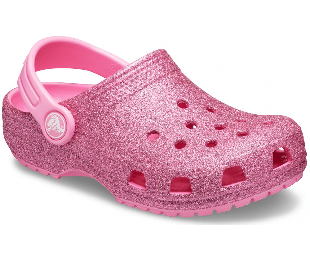 Crocs Classic Glitter Træsko Pige Lyserød | 865-DRZLAU