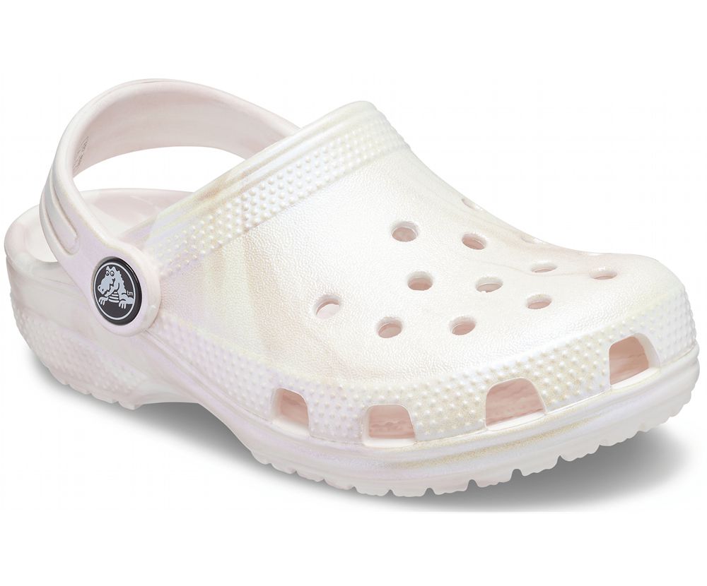 Crocs Classic Iridescent Marble Træsko Drenge Hvide | 231-JBOWVD