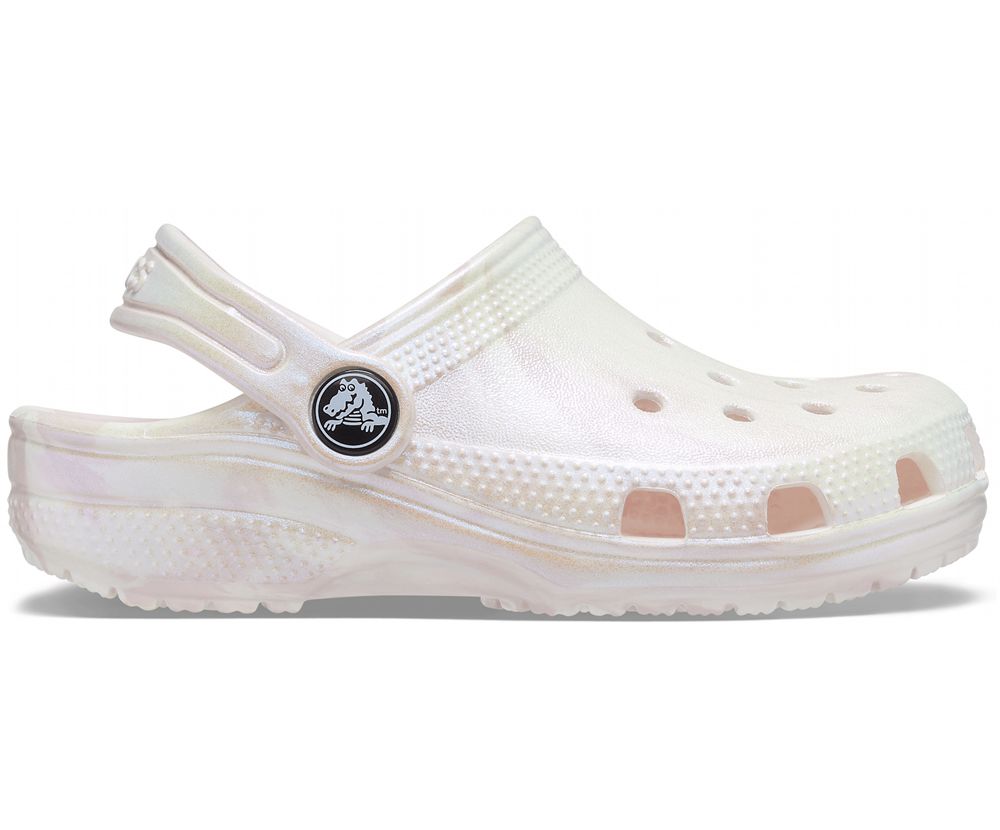 Crocs Classic Iridescent Marble Træsko Drenge Hvide | 231-JBOWVD