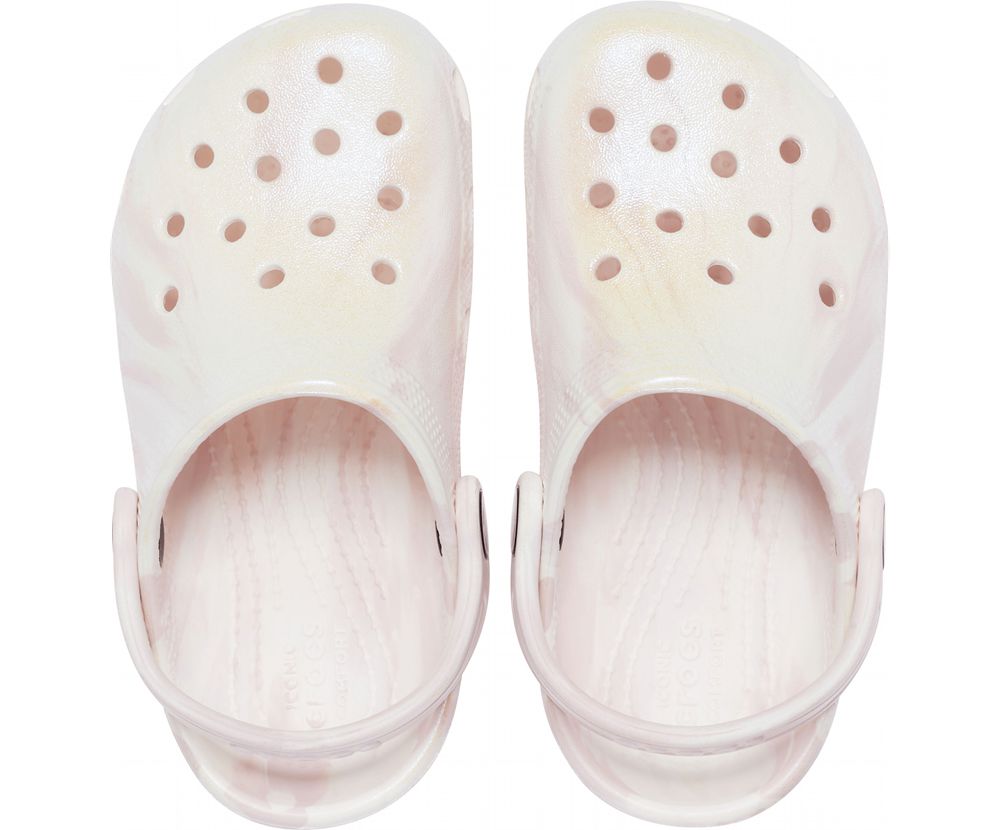 Crocs Classic Iridescent Marble Træsko Pige Hvide | 986-KIXTRL