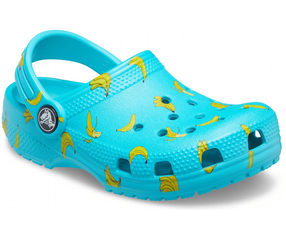 Crocs Classic Mad Print Træsko Pige Blå | 015-HKDTCB