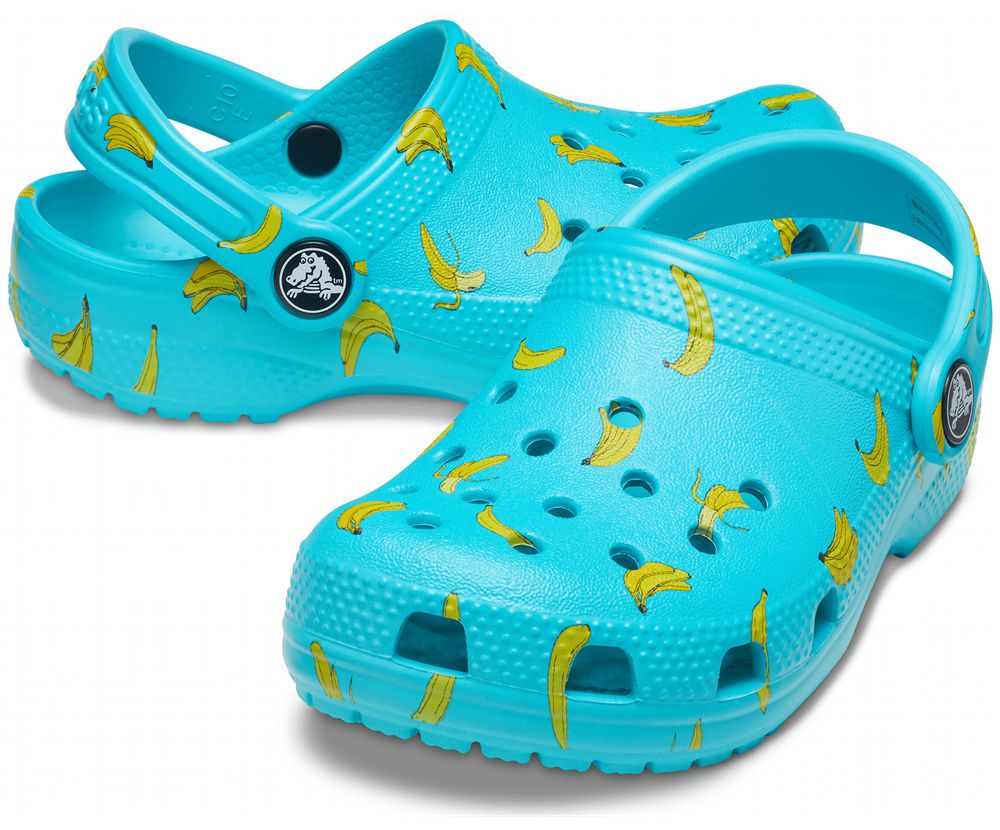 Crocs Classic Mad Print Træsko Pige Blå | 015-HKDTCB